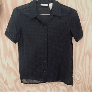 Liz Claiborne Black Swiss Dot Button Down